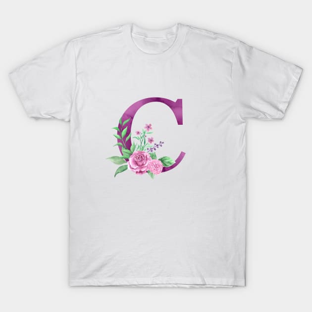 Floral Monogram C Beautiful Rose Bouquet T-Shirt by floralmonogram